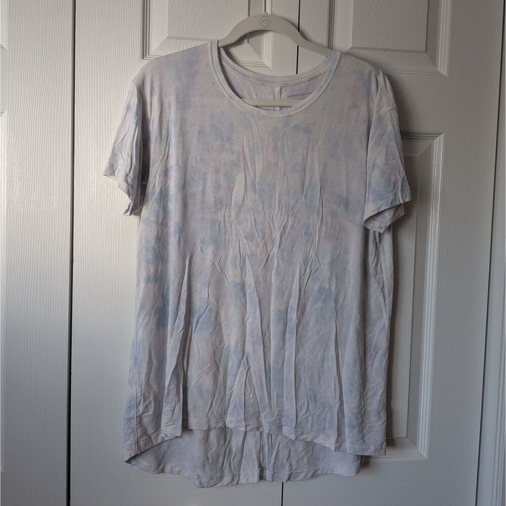 American Eagle Oversized Soft & Sexy Tee Shirt Blue & White Tie Dye Small